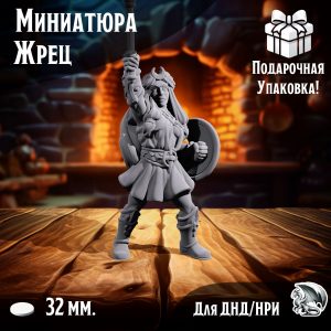 Миниатюра для ДнД 'Девушка-Жрец', 1 шт., подставка 32 мм., DnD, НРИ, Warhammer