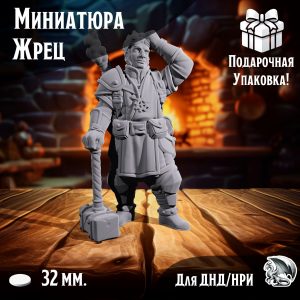 Миниатюра для ДнД 'Человек-Жрец', 1 шт., подставка 32 мм., DnD, НРИ, Warhammer