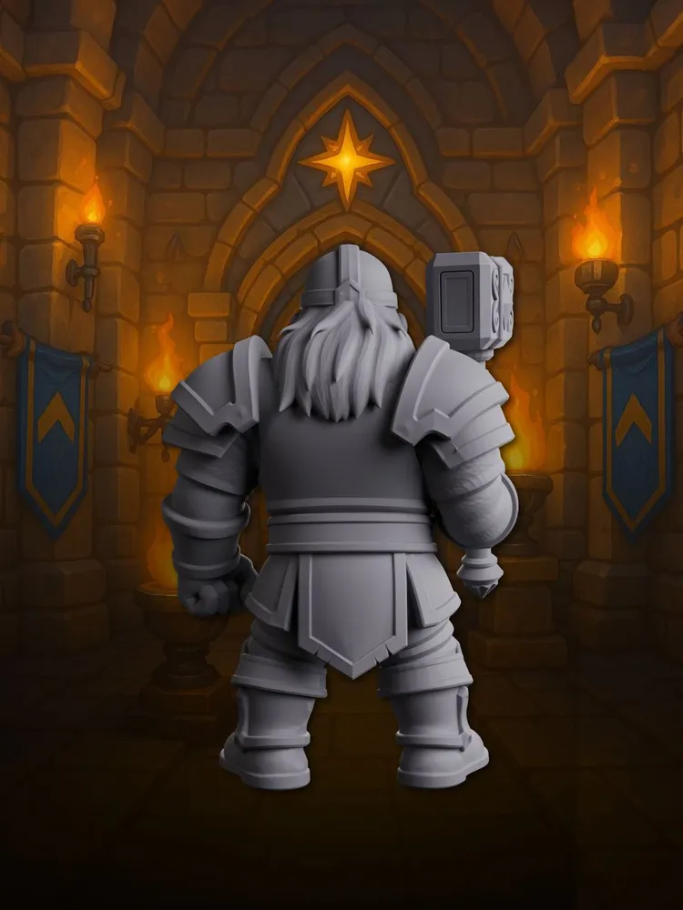 Миниатюра Дварф Паладин, Совместима с НРИ и ДнД — изображение 4